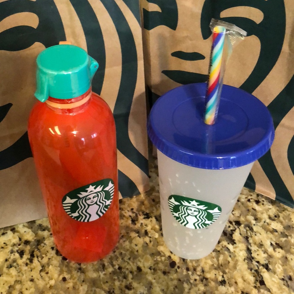 Starbucks 🍉 🍓water bottle and confetti 🎉 cup